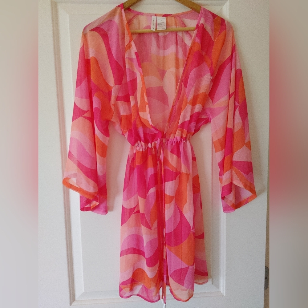 Sanctuary Pink & Orange Flowy Swim Cover ~ Size S